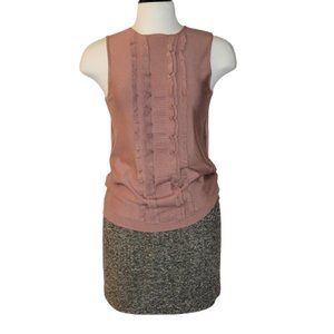 Ann Taylor Loft,   Dusty Rose Knit, size M, center ruffle detail sleeveless top.
